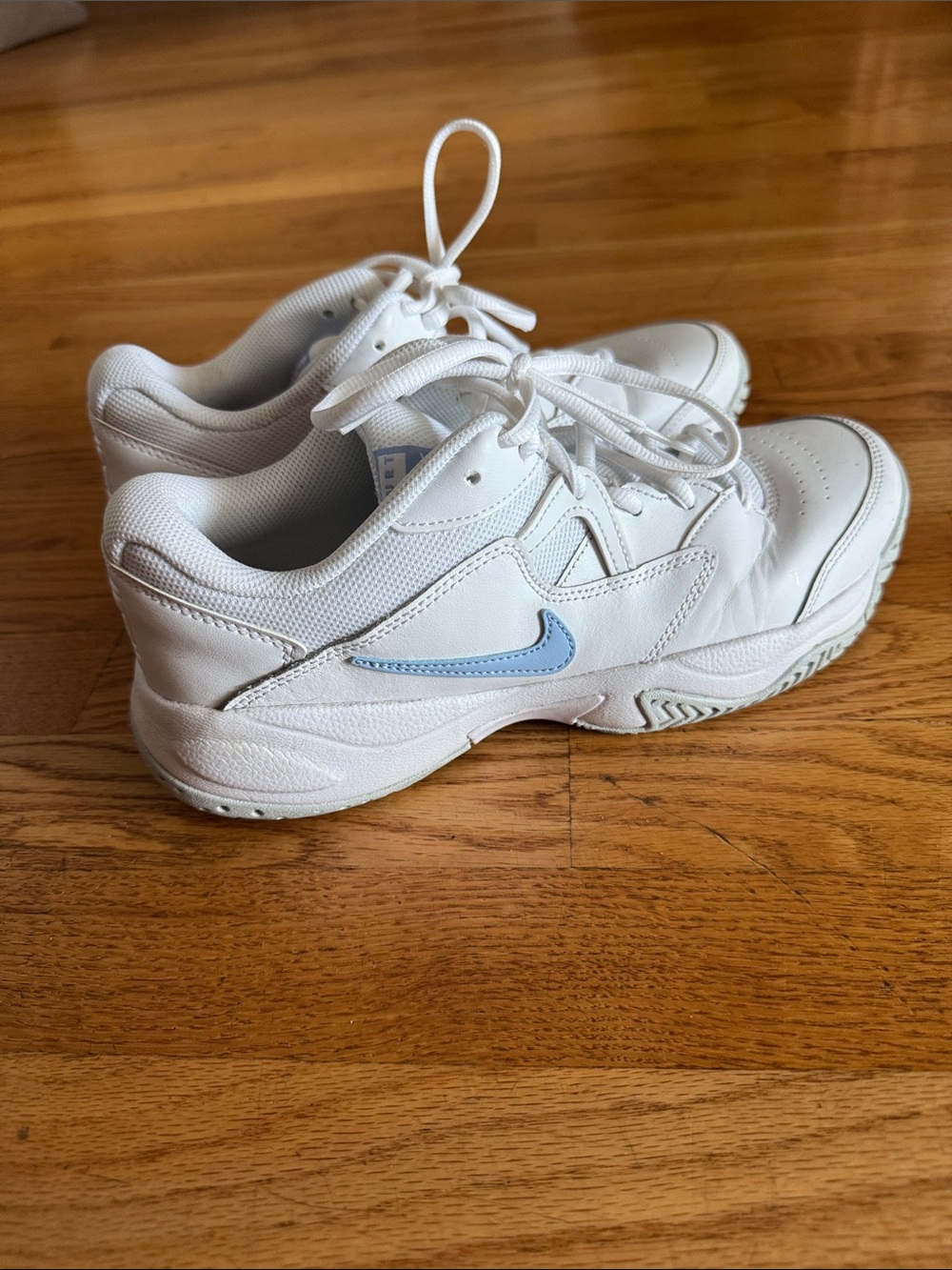 Nike Court Lite 2 White Sneakers with Light Blue Swoosh